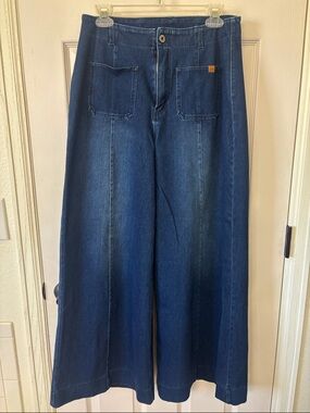 HALARA Women's Wide Leg Jeans - Dark Blue Denim